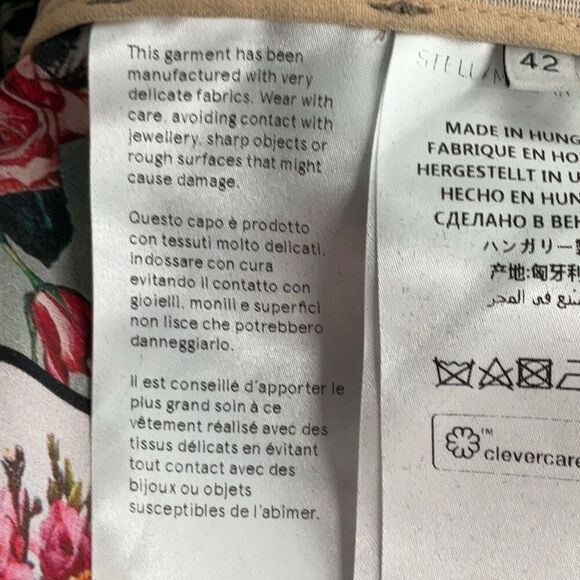 Stella McCartney Multicolor Floral Asymmetric Handkerchief Hem Midi Skirt Sz 42 - Picture 7 of 7